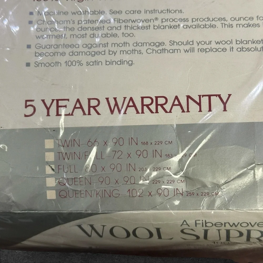 Chatham Wool Supreme 100% Virgin Wool Blanket Full 80x90 Cream Satin Trim USA